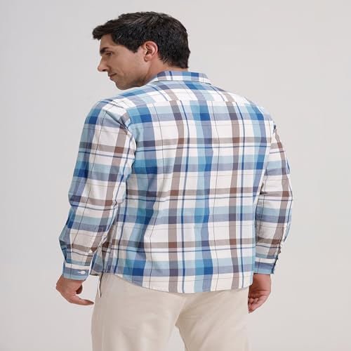 Image of BASICS 100% Cotton Checked Shirt for Men | Slim Fit | Everyday Smart Casual Wear | Full Sleeve
