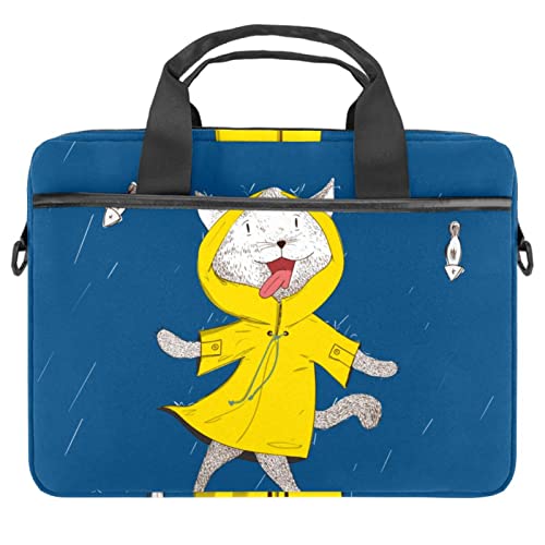 Sac ordinateur 13-14.5 pouces bleu jaune multicolore à motif chat et poisson pour pc portable