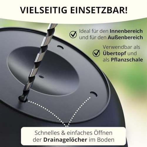 Plastard Pflanzenschale Ø 40 cm mit Untersetzer rund – Anthrazit – Ansicht 3