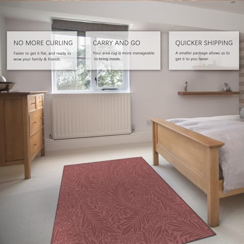 Tapis marron vintage style Morris 160x220cm lavable grand format pour salon et chambre