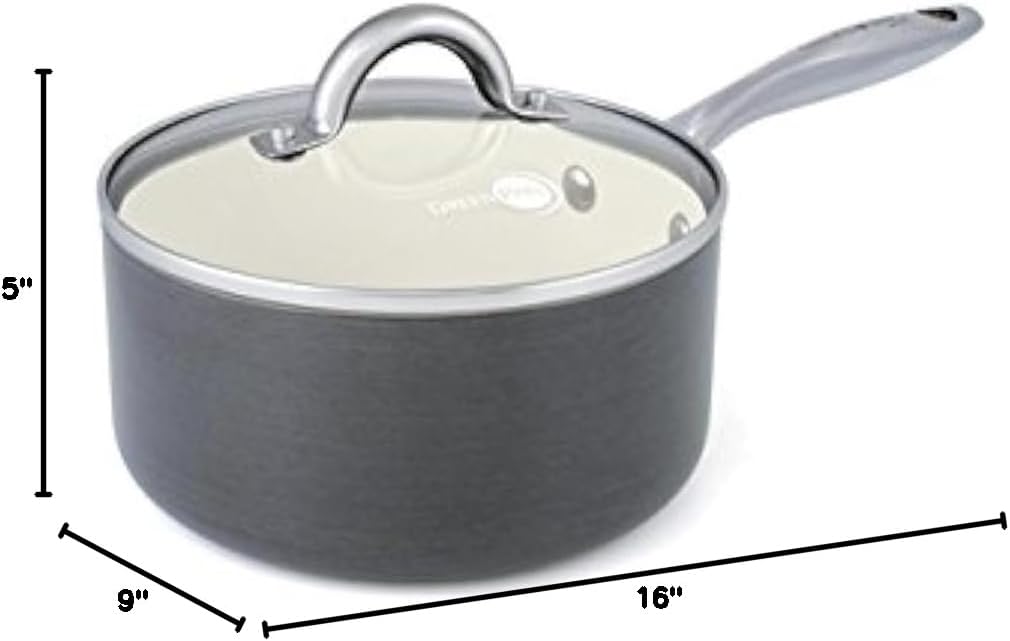 GreenPan Lima 3D 2 Quart Hard Anodized Non-Stick Ceramic Covered Saucepan