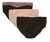 Warner's Women's Blissful Benefits No Muffin Top 3 Pack Hipster Panties, Black/Toasted Almond/Black...