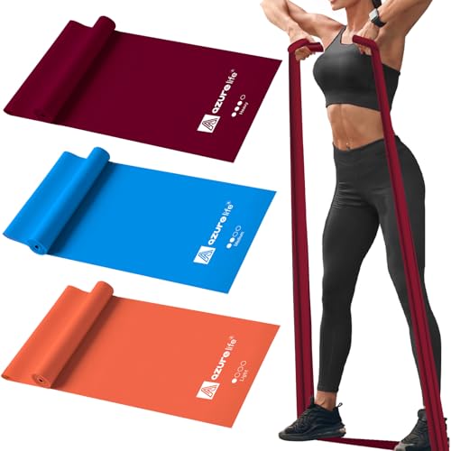 A AZURELIFE Resistance Bands,Professional Long Non-Latex Elastic Stretch Bands,Exercise Bands for Physical Therapy, Yoga, Pilates, Rehab, at-Home or The Gym Workouts, Strength Training