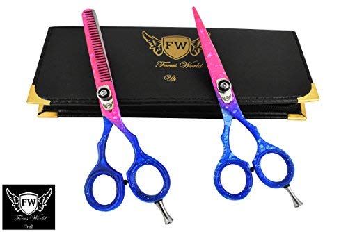 Preisvergleich Produktbild Friseurscheren-Set, 14 cm, Rosa / Violett