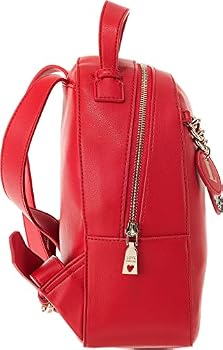 Sac à Dos Love Moschino Pour Femme – Cuir Synthétique Martelé, Chaîne Décorative, Couleur Rouge, Format Pratique