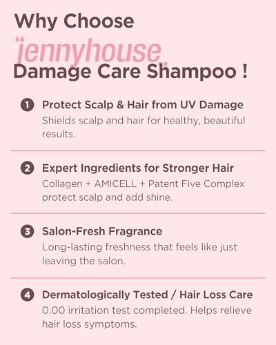 Image of JENNYHOUSE Salon Therapy Damage Care Shampoo - Korean Beauty Hair Strengthening Nourishing with Collagen, Panthenol - Floral Scent - Healthy Scalp & Hair Care, 16.9 fl.oz