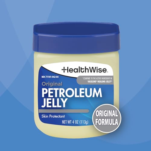 HealthWise Petroleum Jelly | Skin Protectant | Original Formula | Relieves Dry Skin | Protects Minor Cuts, Scraps, Burns | 4 oz. Jar |