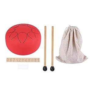 Sugoyi trommel van staal, handtrommel, draagbaar, met reistas voor kinderen en volwassenen, rood