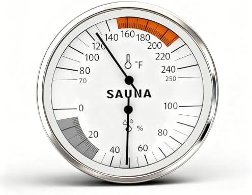 Sauna Thermometer Fahrenheit Thermometer Hygrometer for Sauna Room, Precise Temperature & Humidity Gauge Sauna Accessories for Infrared Steam Saunas, Temperature Range 70-250°F, Humidity Range 0-100%