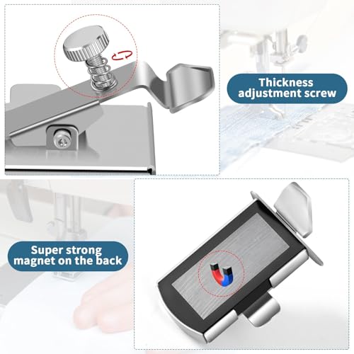 TIGARI Magnetic Seam Guide for Sewing Machine, Magnetic Sewing guide with Clip, Multifunctional Ruler, Hemmer Guide, Seam Guide, Hem Guide for Walking Foot Sewing Machine, Sewing Supplies Accessories