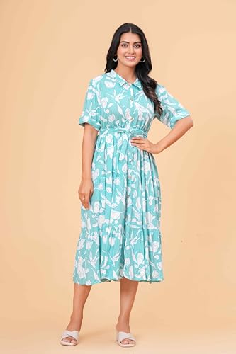 Image of Women's Stylish Floral Printed One-Piece Maxi Dress for Women - Elegant Long Dress