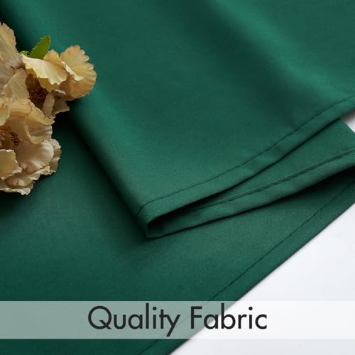 Image of MIULEE Hunter Green Semi Sheer Privacy Curtains Drapes 2 Panels 52W x 96L | Semi sheer privacy, non-see-through, light filtering, fits kitchen, bathroom, bedroom
