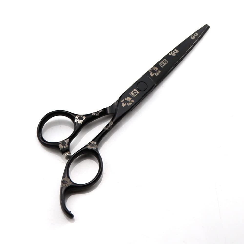 Ciseaux de coiffure professionnels en acier inoxydable, 6 pouces, en acier 440C japonais, motif fleur noire, for coupe de cheveux, ciseaux de coiffure
