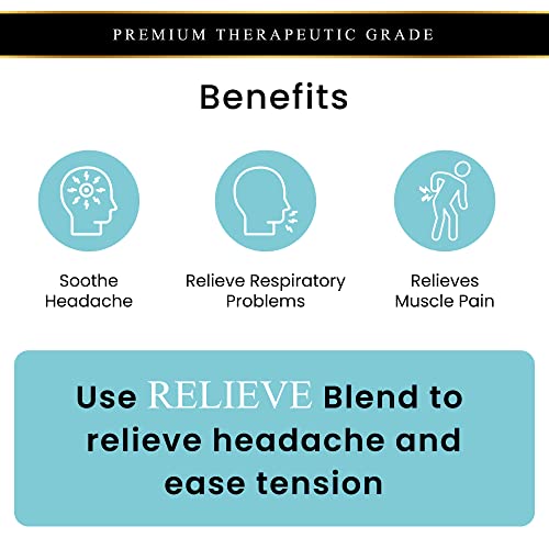 Handcraft Relieve Essential Oil Blend 0.33 Fl Oz – Essential Oils For Diffusers For Home – Headache Relief Essential Oil For Men & Women, With Peppermint, Lavender And Frankincense Aromatherapy Oils #TOP3