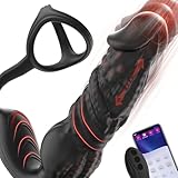 Fast Thrusting Prostate Massager Anal Vibrator for Men, 6-in-1 Vibrating Male Anal Toys with Silicone Cock Ring, Thrusting Anal Dildo Adult Sex Toy with Remote Control and APP