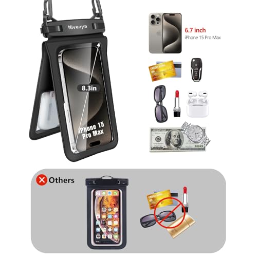 Niveaya 09176 Double Space Waterproof Phone Pouch - 2 Pack, Waterproof Phone Lanyard Case With Iphone 16/15/14/13/12 Pro Max Up To 8.3", Phone Dry Bags thumb #1