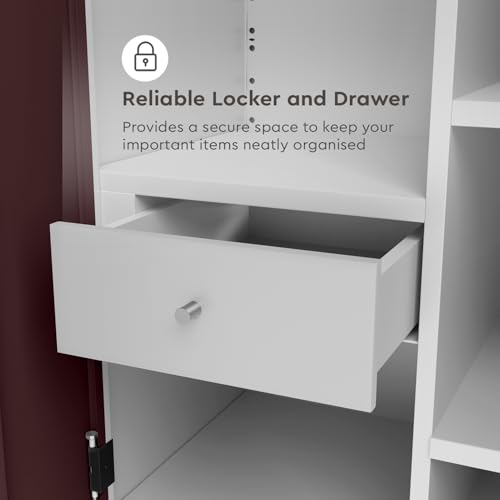 Image of Interio by Godrej Wardrobe Slimline 2 Door Steel Almirah (Digital Printed Russet and Royal Ivory) Wardrobe for Clothes, 1 Year Warranty, Locker, Drawer, 4 Shelves