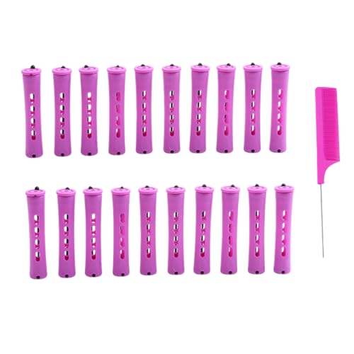 KEQAR 20 Piezas Rulos Permanentes para el Pelo Set Completo Bigudíes para Mujeres para Estilo Natural Herramienta de Rizado para Cabello Largo y Corto 1.9 * 8.2cm con Peine