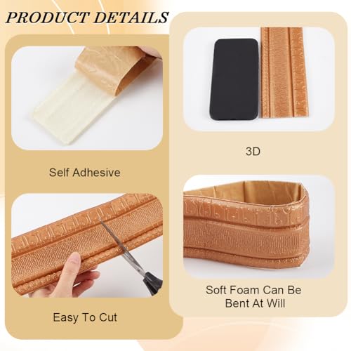 Image of GORGECFAFT 2 Rolls 91x3 Inch Chocolate 3D Wall Edging Foam Flexible Wallpaper Border Crown Molding Peel and Stick Mirror Edging Frame Lines Wall Base Ceiling Baseboard for Home DIY Furniture Decor
