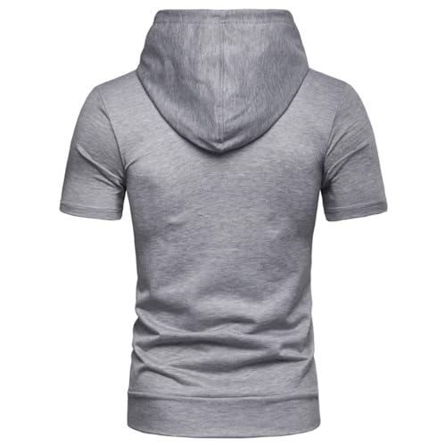 Mens Short Sleeve Hooded Tops Comfortable Zip Up Hoodie Lightweight Solid Color Full Zipper T Shirts with Pockets3