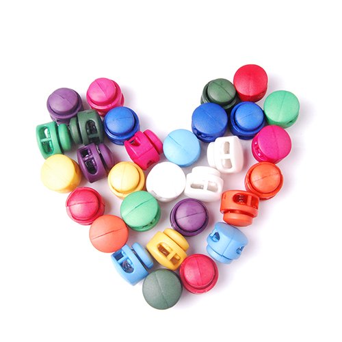 25pcs Mixed Color Roundness Cord Lock Toggle Stopper Plastic Toggles End Spring DIY Fastener Slider Supplies FLS012(Mix-s)