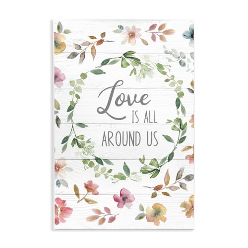 Love Is Around Us Floral, 10 x 15 Inch Mounted Print on Wall Plaque