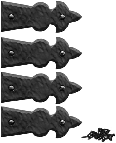 4 Pack 4 inch Faux Decorative Strap Hinge Black Decorative Strap Hinge Wrought Iron Strap Barn Door Strap Hinges Wrought Iron Hinges Shutter Hinges The Sonora Series by Borderland Rustic Hardware