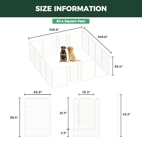 Image of FXW Rollick Unleashed Dog Playpen for Indoor, Yard, RV Camping, 40 inch 16 Panels for Medium and Large Dogs, White│Patented