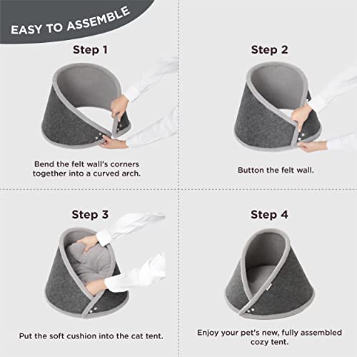 Lesure Cat Cave Bed For Indoor Cats - 20 Inch Felt Cat Bed For Cats And Kittens, Washable Warming Cat House Cat Tent Puppy Beds For Small Dogs, 20X20X15 Inches (Grey) #TOP4