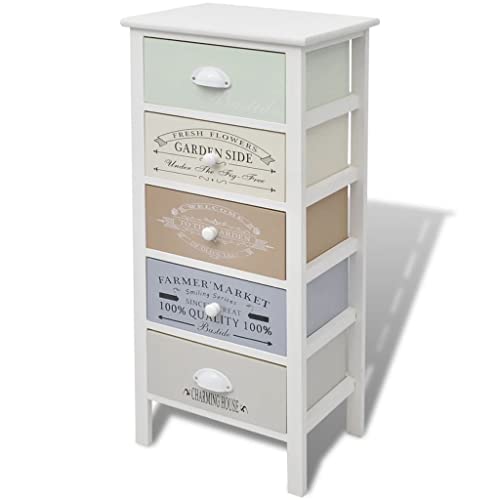 vidaXL Armoire de Rangement Style Français 5 Tiroirs Bois Chiffonier Commode