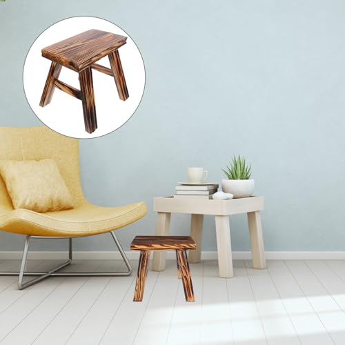 Taburete pequeño de madera maciza natural para el hogar 8