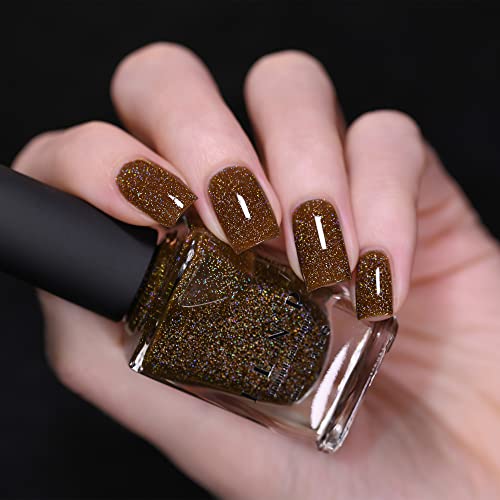 Image of ILNP Timber - Warm Walnut Brown Holographic Jelly Nail Polish