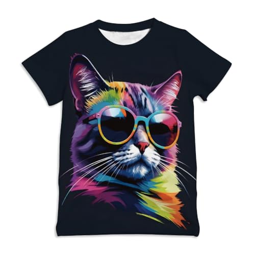 Image of Ainuno Graphic Tees for Boys Girls Kids 7-14Y, Summer Short Sleeve T Shirt Cool 3D Print