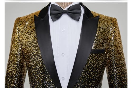 Men Shiny Gold Purple Sequin Party Dress Blazer Collar One Button Suit Jacket Wedding Banquet Tuxedo Blazers2