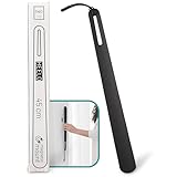 D&D Living® Design Schuhlöffel 45 cm extra stabil - Schuhanzieher aus Edelstahl mit Magnet oder Schlaufe zum Aufhängen | Metall lang (Schwarz glatt)