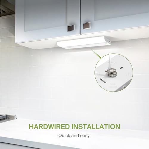 Image of ASD LED Under Cabinet Lighting Hardwired, 12 Inch 5W 2700K-5000K Selectable, 442LM, CRI90+, Direct Wire Linkable Under Counter Lights for Kitchen, Dimmable Under Cabinet Lights, White, UL Certified
