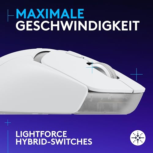 Logitech G G309 LIGHTSPEED kabellose Gaming-Maus, leicht, LIGHTFORCE-Hybridschalter, HERO 25K-Sensor, über 300 Stunden Akkulaufzeit mit AA-Batterie, 6 programmierbare Tasten, PC und Mac - Weiß 2