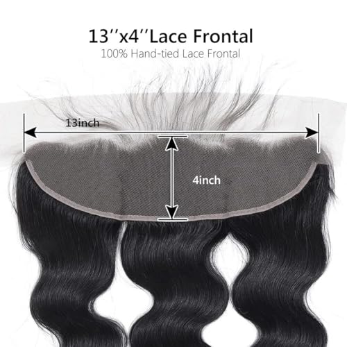 DUAUJUIU Lace Frontal 13x4 Body Wave Transparent Lace Closure Human Hair Frontals Closures Pre Plucked with Natural Hairline Ear to Ear Natural Color Brazilian Hair for Women 16 Inch - Image 2