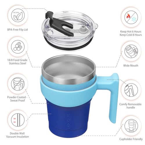 Image of BJPKPK 10 oz Mini Tumbler with Lid, Straw & Handle, Insulated Steel Cup