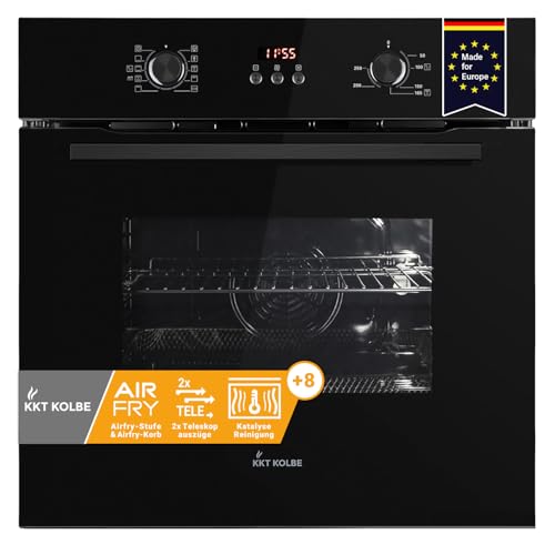 KKT KOLBE AirFryer BO8010FB Four encastrable 60 cm avec friteuse à air chaud, design entièrement noir, autonome, 70 l, 3 kW, catalyse, auto-nettoyage,...