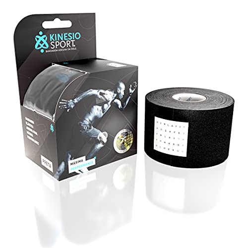 KinesioSport Bandagem Elástica Adesiva 5M X 5Cm Kinesiosport Preta 5M X 5Cm
