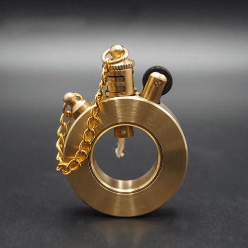 Image of Smoke King Retro Brass Trench Lighter Hollow Ring Design, Refillable Wheel Lighter Windproof, Portable, Vintage Style for Men Gift for Collectors, Camping & Outdoors (Fuel Not Included)