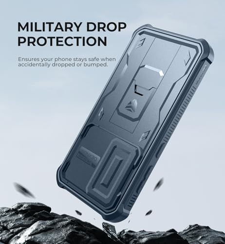 Image of Dexnor for Samsung Galaxy S24 Case with Built-in Slide Camera Cover & Screen Protector & Kickstand, Heavy-Duty Shockproof Rugged Case Full-Body Bumper Protective Cover for Galaxy S24 (2024),Navy Blue