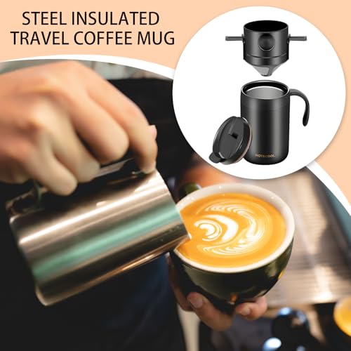 Recipiente portátil de acero inoxidable con asa para coche y viajes 4