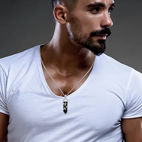 Image of S925 Sterling Silver Skull Pendant Necklace Heart Crystal Birthstone Skull Necklace Gothic Jewlery Gifts