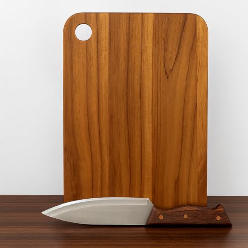 Image of Teak Wood Chopping Board Medium 33 x 22 cm Solid Wooden Cutting Board for Kitchen Durable Food Safe Board for Vegetables Meat Fruits Easy to Clean Long Lasting Teak Board