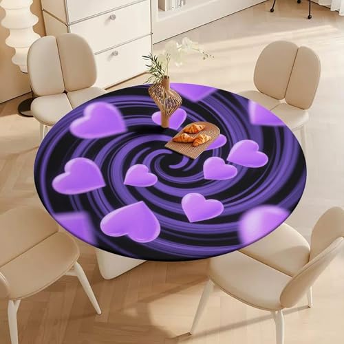Nappe de table ronde élastique lavable 170 cm spandex violet - 5