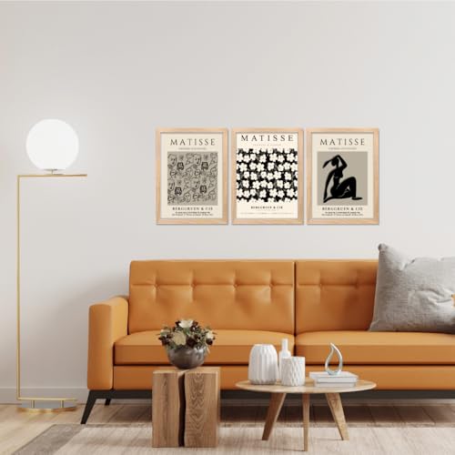 Image of Good Hope Set of 3 Henri Matisse Wall Art Paintings Framed Poster 10 x 13 Inches Frame Posters for Restraunt Cafe Home Decoration, Living Room, Bedroom, hall, Kitchen, and Office Classic Aesthetic Decor Photo Frames