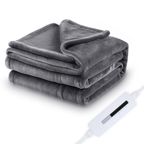 McJaw Electric Heated Throw 50"x60" Luxurious Flannel, 5 Heating Levels,Fast-Heating