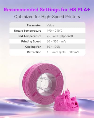 Image of VOXELAB HS PLA+ Filament 1.75mm, High Speed PLA Plus 3D Printer Filament, 1kg (2.2lbs) for Most FDM 3D Printers, Enhanced Toughness & Smooth Printing, Superior Layer Adhesion(Magenta)